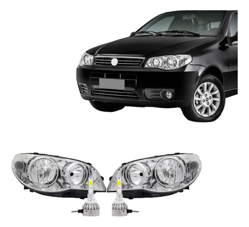 Juego Opticas Fiat Palio 2010 2011 2012 Fc Ac + Cree Led