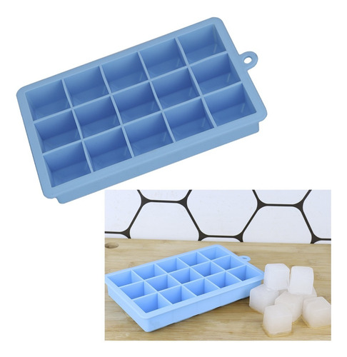 Forma De Gelo Papinha De Silicone 15 Cubos Livre De Bpa Azul