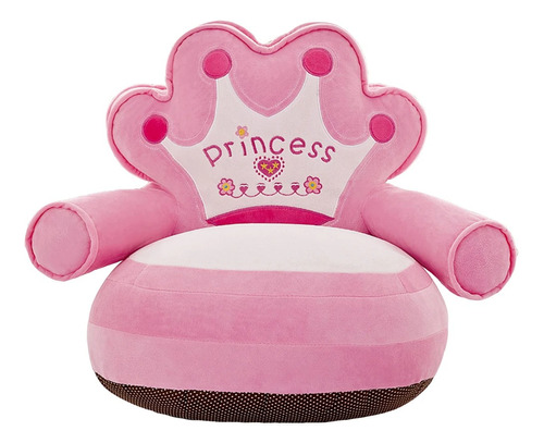 Sillón Puff Para Bebé Niña Corona Princesas Rosa