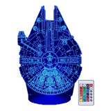 Lámpara Led 3d Halcón Milenario  Star Wars  Ubs Touch 7color