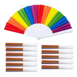 Abanico Multicolor Lgbtq Plegable, Paquete De 12 Piezas