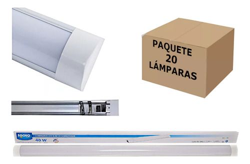 Tubo Led Regleta Sobreponer Luz Blanca 40w 3200ml 265v 20pz