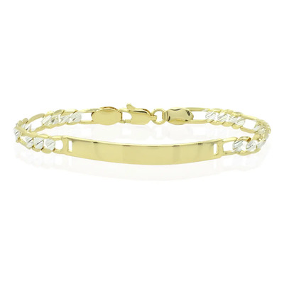 Esclava Con Placa Figaro Chapa D Oro 18k Pulso Bebé Niño 5mm Color Fígaro Bitono Largo 33.02 Cm | Meses sin interés