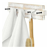 Mygift 5 Ganchos Shabby Chic De Madera Lavada Blanca Y Metal