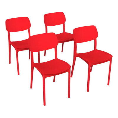 Juego De 4 Sillas Para Comedor Minimalista Randu Color Rojo | Meses sin interés