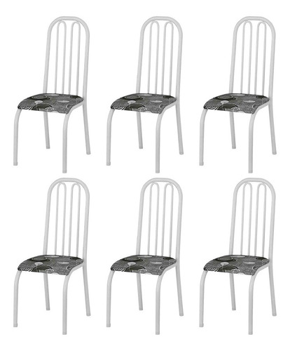 Jogo Conjunto De 6 Cadeiras De Jantar Branco Cozinha Aço