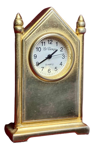Reloj Miniatura Le Temps Dorado De Mesa Colección Antiguo