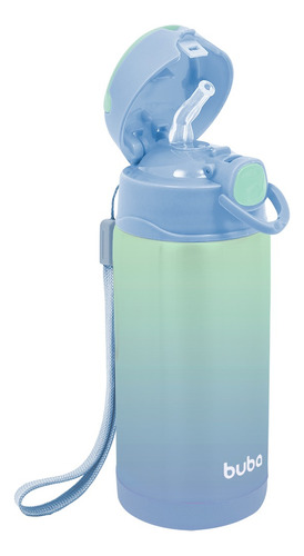 Buba Copo Térmico Parede Dupla Com Canudo Azul-claro 400ml