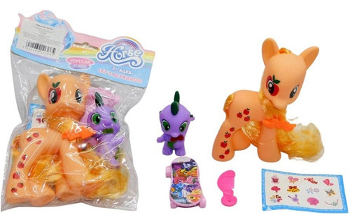 Set Muñeco De Pony Y Bebe Dragón Patineta Para Niñas Regalo