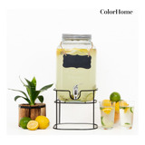 Dispensador Bebidas 8 Litros Mason Jar Vitrolero Base Metal Color Transparente