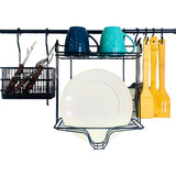 Set Secaplatos Cubiertero Ganchos Cocina Barral 60 Cm Negro