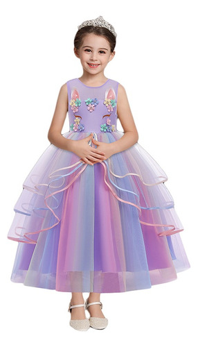 Vestido De Unicornio Para Niña Elegante De Princesa Fiesta