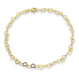 Pulseira Feminina Ouro 18k Elos Coração Vaz Malha Love 19cm