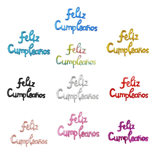 Globo Metálico Letrero Feliz Cumpleaños Decoracion Fiesta