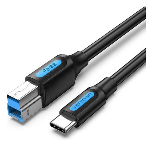 Cable Usb Tipo C 3.0 A B Vention Para Impresora Escaner 1m Negro