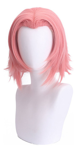 Peluca Haruno Sakura Para Cosplay, 30 Cm, Corta, Rosa, Anime