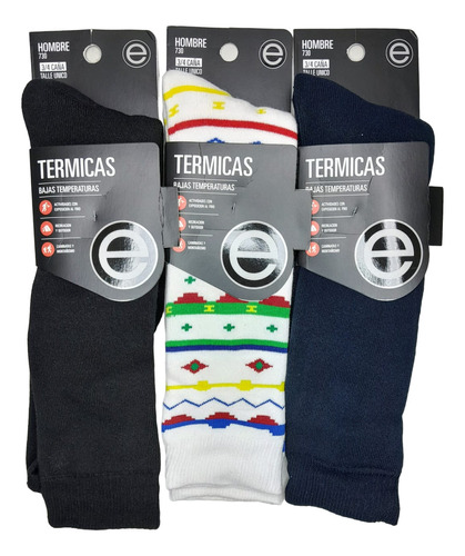 Pack X3 Medias Elemento Termicas Hombre 3/4 Caña