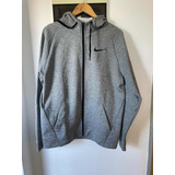 Nike Campera Hoodie Buzo Gris Abrigada Drifit Talle M