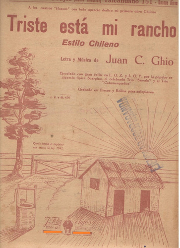 Partitura Original Del Estilo Chileno Triste Está Mi Rancho
