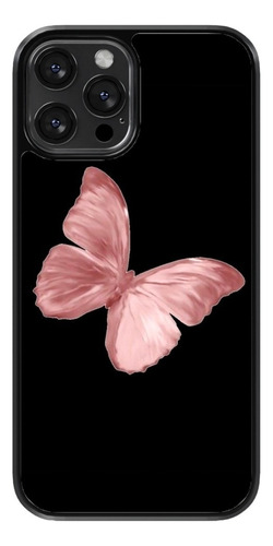 Funda Para Celular Mariposa Color Rosa Fondo Negro