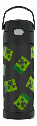 Botella Térmica Minecraft Con Correa, 470 Ml, 12 Horas, Color Minecraft