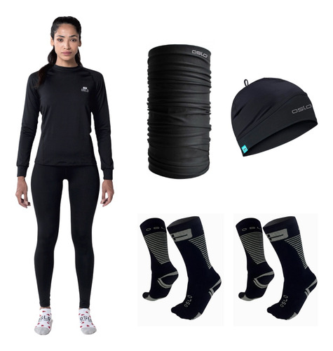 Equipo Térmico Dama Frizado Grueso+cuello+gorro+2medias Oslo