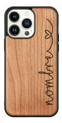 Funda Madera Personalizada Grabado Láser Nombre Lateral