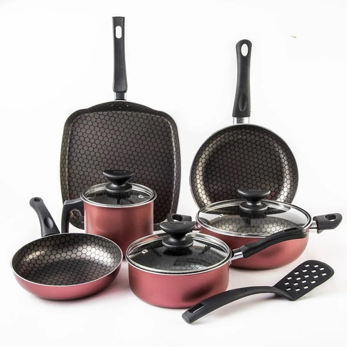 Batería De Cocina 10 Piezas Cinsa Magnífica Rojo Metálico