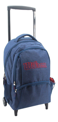 Mochila Con Carro Escolar Wilson Triple Rueda 18 Pulgadas Color Navy Blue 65.21036 Diseño De La Tela Liso