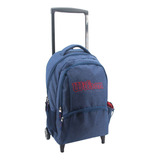 Mochila Con Carro Escolar Wilson Triple Rueda 18 Pulgadas Color Navy Blue 65.21036 Diseño De La Tela Liso