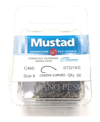 Anzuelos Mustad C49s Caddis Curved Nº8 X 50 Unidades