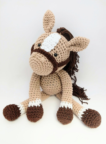 Caballo Tejido Crochet Amigurumi Muñeco De Apego Granja 30cm
