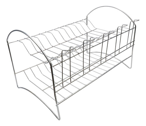 Escorredor 11 Pratos E 5 Copos De Aço Cromado Duplo Cozinha