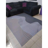 Alfombra  3d Moderna Para Living 160x200 Gris Ondular Plata