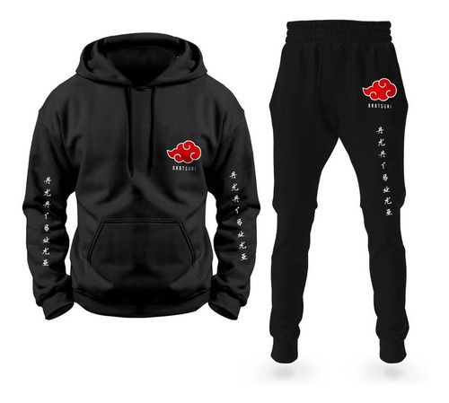 Conjunto Moletom Akatsuki Naruto Masculino Feminino Blusa