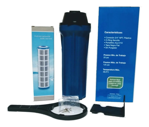 Kit Ideal Tinaco Portacartucho Azul En 3/4 Evita Agua Turbia