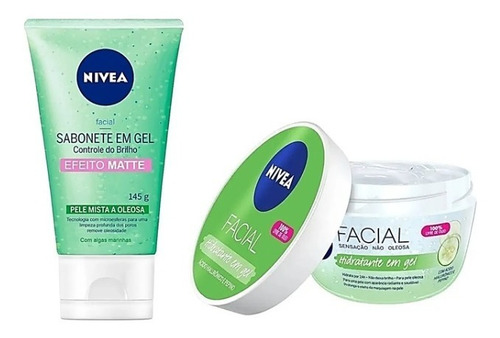 Kit Nivea Gel Efeito Matte - Sabonete + Hidratante C/pepino