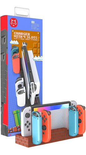 Base /estácion De Carga Joycons Switch 4 Puertos + 8 Slots