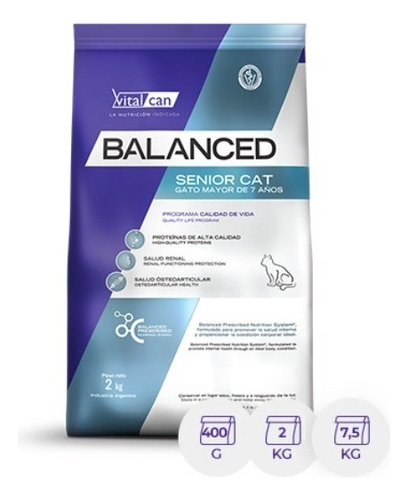 Alimento Vitalcan Balanced Cat Senior +7 Años Gato Adulto 2k