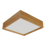 Luminária Plafon Quadrado Madeira 30cm 2 Luzes Sala Quarto Cor Freijó 110v 220v (bivolt)