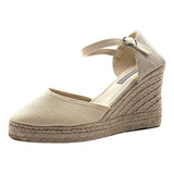 . Sandalias De Lona Bohemia P Para Mujer, De Suela Gruesa, .