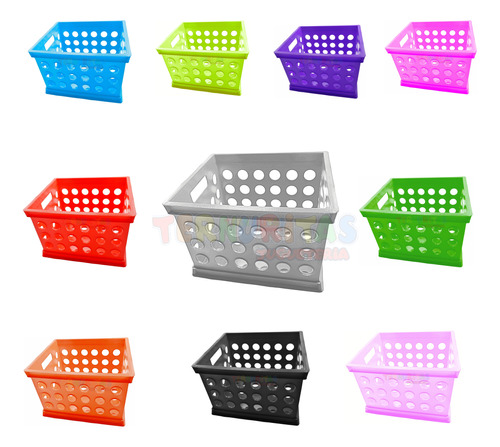 Cubo Box Canasta Plástico Apilable Colorido Organizador Ap