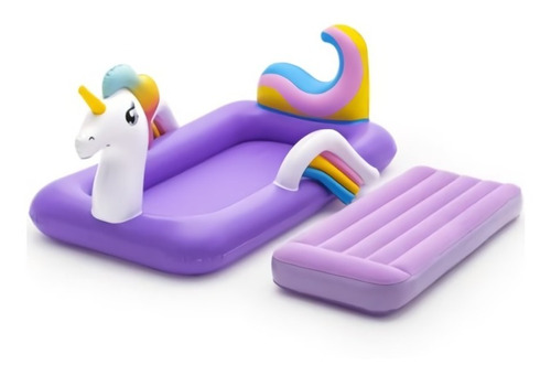 Colchón Inflable Bestway Unicornio Color Violeta De  104cm X 196cm X 85cm