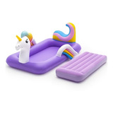 Colchón Inflable Bestway Unicornio Color Violeta De  104cm X 196cm X 85cm