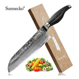 Cuchillo Sunnecko Santoku 7'' Acero Vg10 Japones Damasco