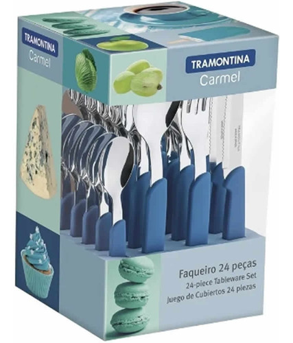 Cubiertos Tramontina Juego De 24 Piezas Carmel Azul