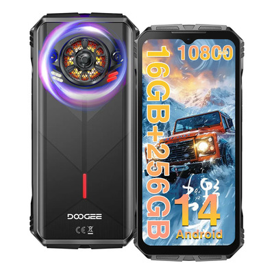 Doogee Spunk Celulares Android Dual Sim Teléfono Resistente 16gb Ram+256gb Rom 10800mah Batería smartphone 6.58pulgada 50MP Cámara Color Negro Altavoz 128 dB\u002FLED light effect | Meses sin interés