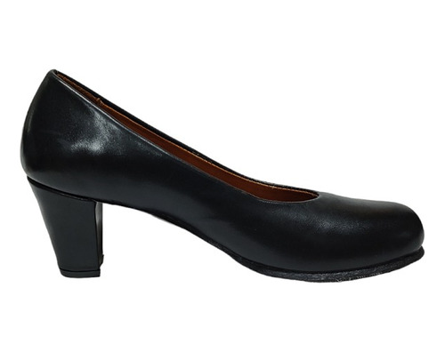 Liquida Zapato Mujer Clasico Cuero Negro Base Taco Negro5 C