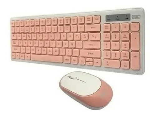 Combo Kit Teclado Y Mouse Inalambrico Gtc Cbg-017 Rosa