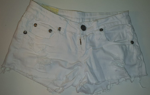 Short Blanco Roto Machine Nouvelle Mode Mujer